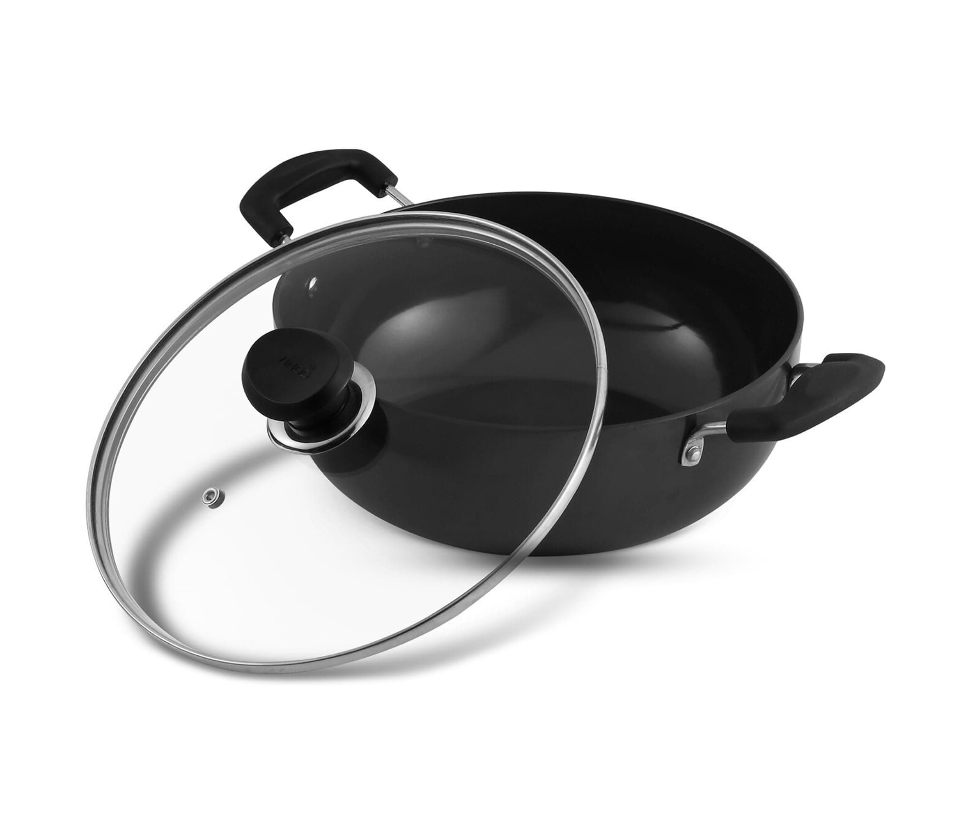 Hard Anodized Kadai with Stainless Steel Lid, 1.6-Liter