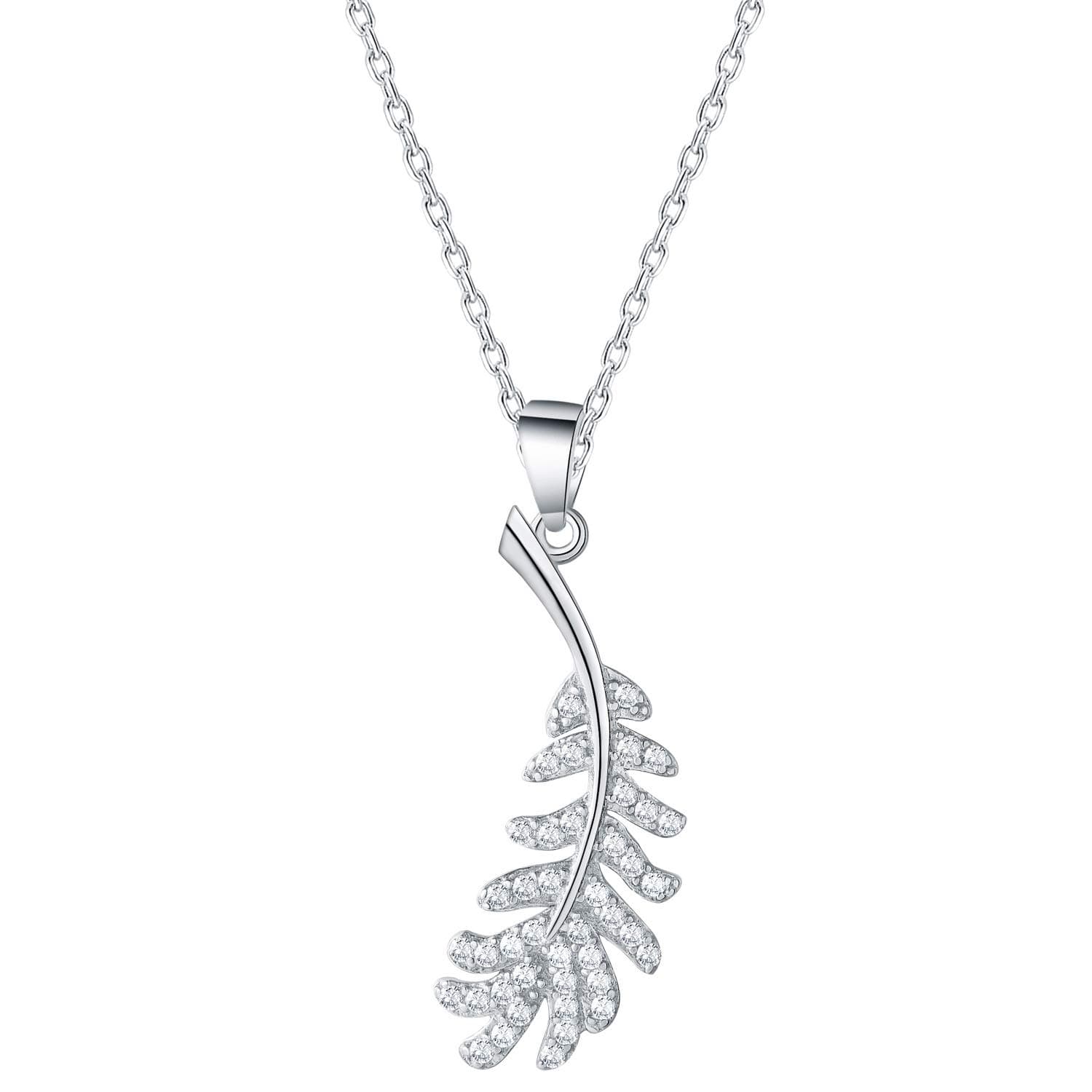 Morella Women's Necklace with Pendant Fern 925 Sterling Silver in a Jewellery Bag