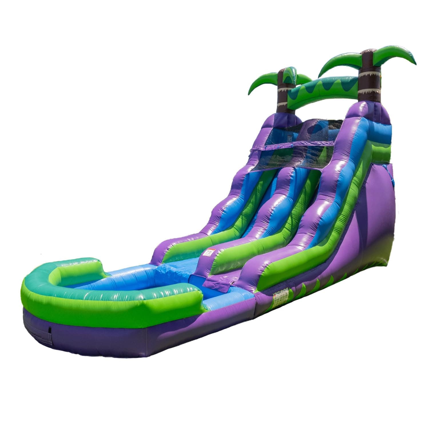 JumpOrange 16ft Tropical Commercial Grade Water Slide Inflatable with Splash Pool (with Blower) for Kids and Adults Wet Dry Use Outdoor Backyard Summer Fun Water Park Tall Slide Purple Green