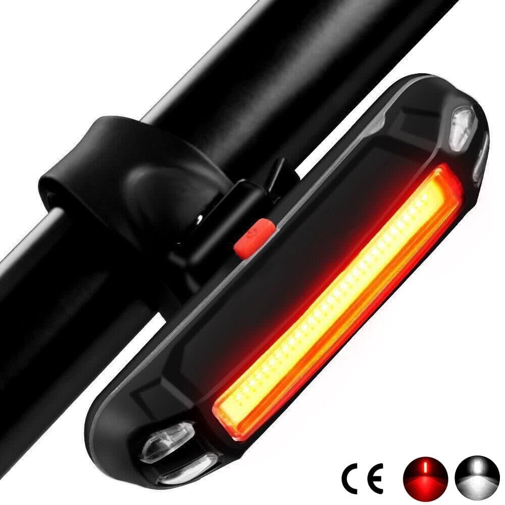 Tegollus Rear Bike Light - USB Rechargeable Red White LED Bicycle Tail Light,Headlights, Super Bright 6 Modes Waterproof Bicycle Taillights,Cycling Safety Flashlight, Easy Install on Bicycles, Helmet