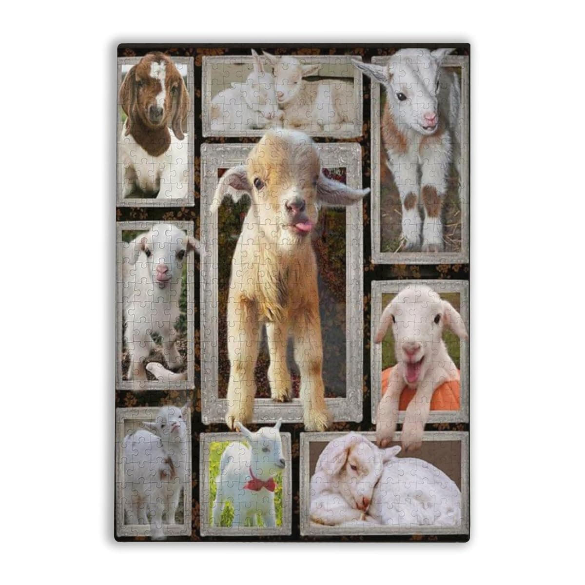 Rustic Jigsaw Puzzles Baby Goat Jigsaw Puzzles Family Puzzle to Enjoy Adult Decompression Education Gift for DIY Intellective Educational Game Gift for Girls Boys 1000 Pieces