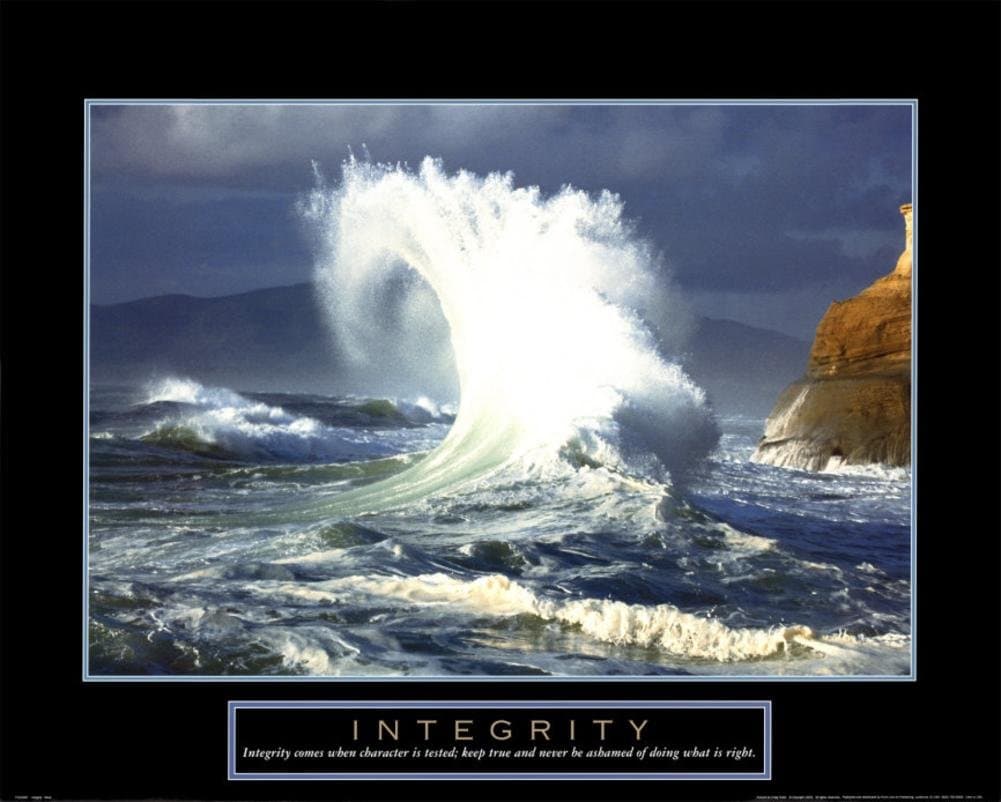 Integrity: Wave Motivational Art Poster Print, 28x22 Photography Art Poster Print, 28x22