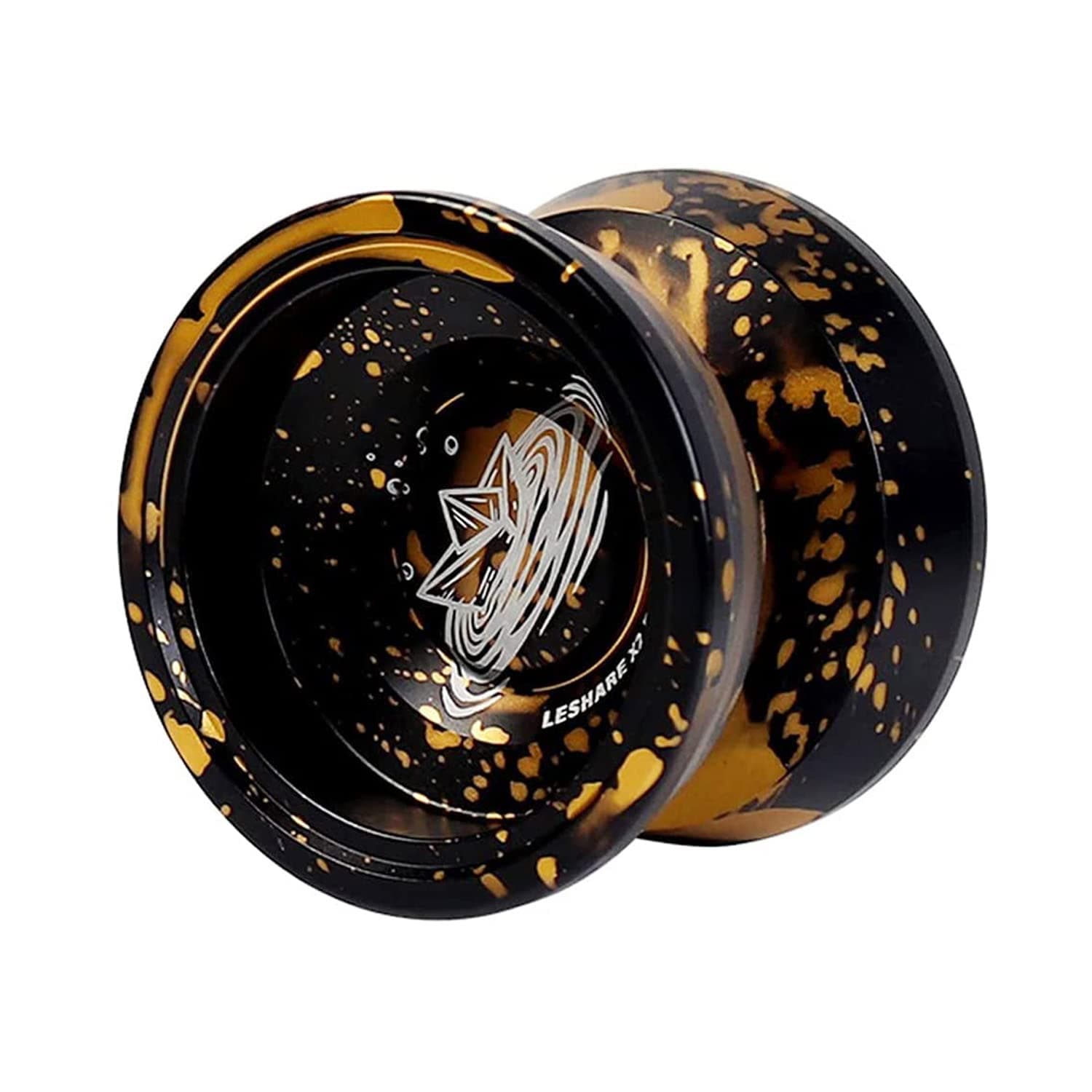 Professional Responsive Yoyo, Aluminum Yo Yo for Kids Beginner, Replacement Unresponsive Ball Bearing for Advanced Yoyo Players + 1 Glove + 5 Yoyo Strings (Black-Gold)