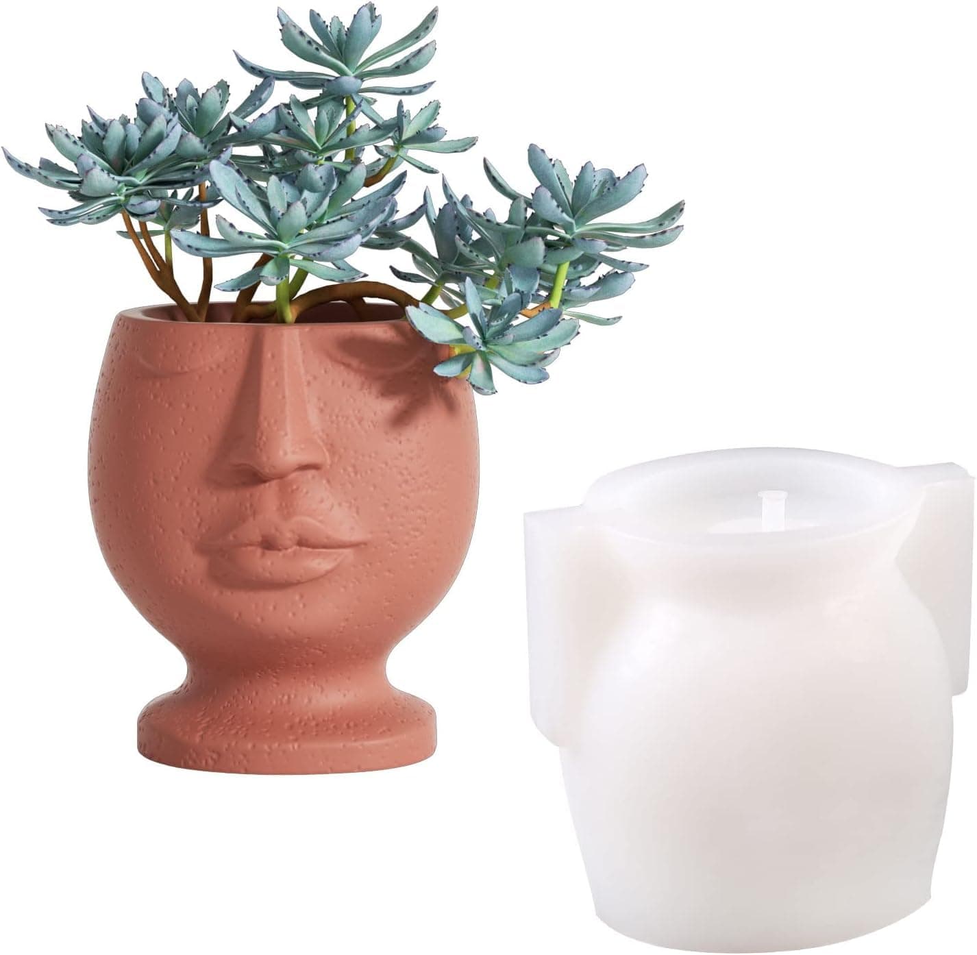 Nicole Face Cement Flower Pot Mould Nordic Style Concrete Mold Abstract Design Plant Flower Pot Silicone Mold