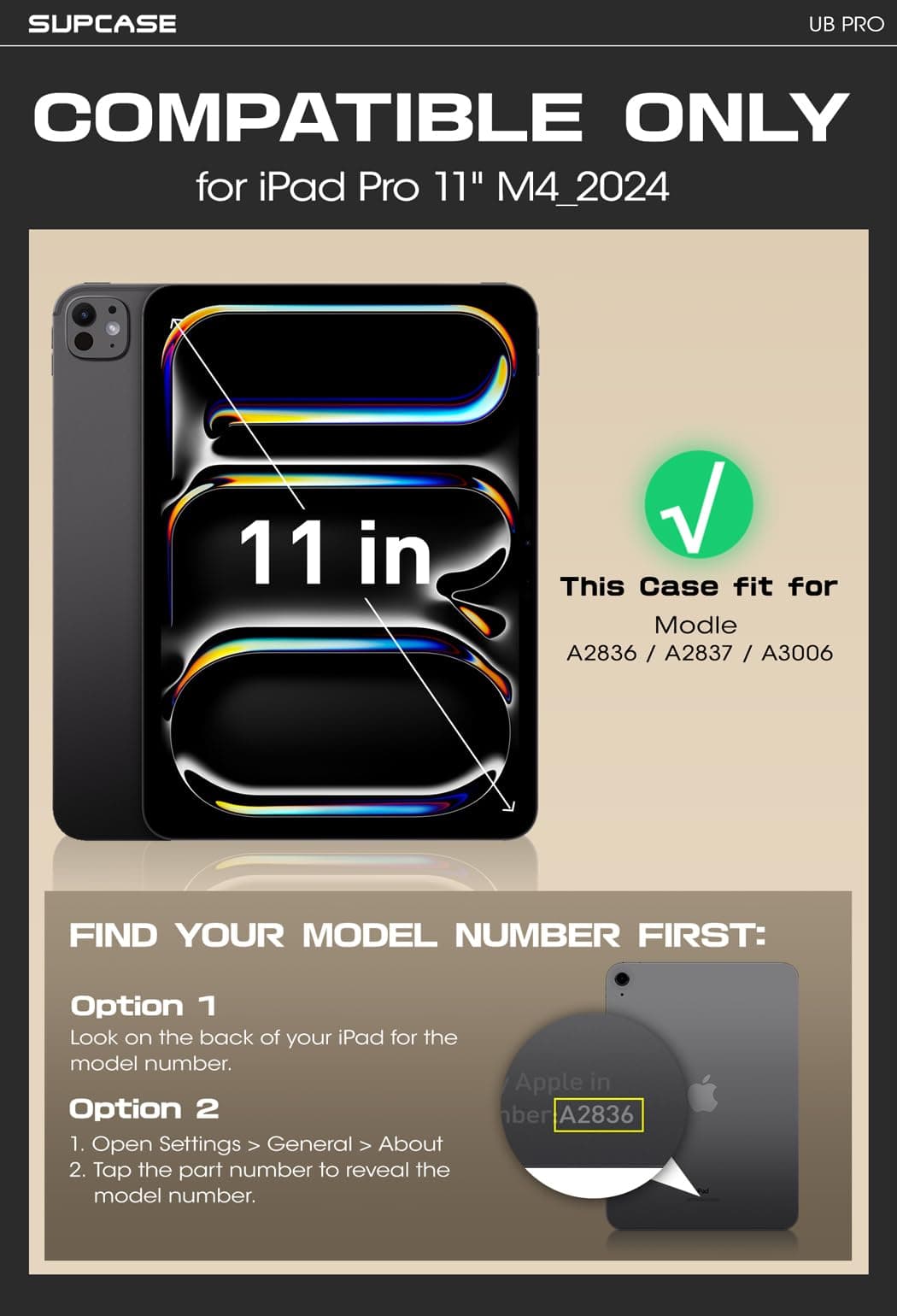 iPad Pro 11 Inch 2024 M4 5th Generation Case, SUPCASE Full Protection for Apple Pencil Charger, Apple Pen Storage with Protective Film Built-in Stand Rugged Kickstand Protective Case UBPro Series