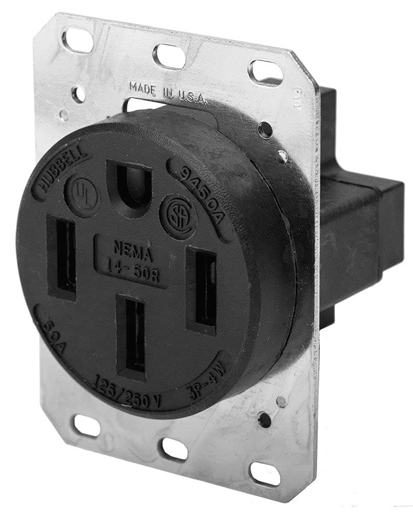 Wiring Device-Kellems 50 A, Industrial, Receptacle, Black, No Tamper Resistant HBL9450A - 1 Each
