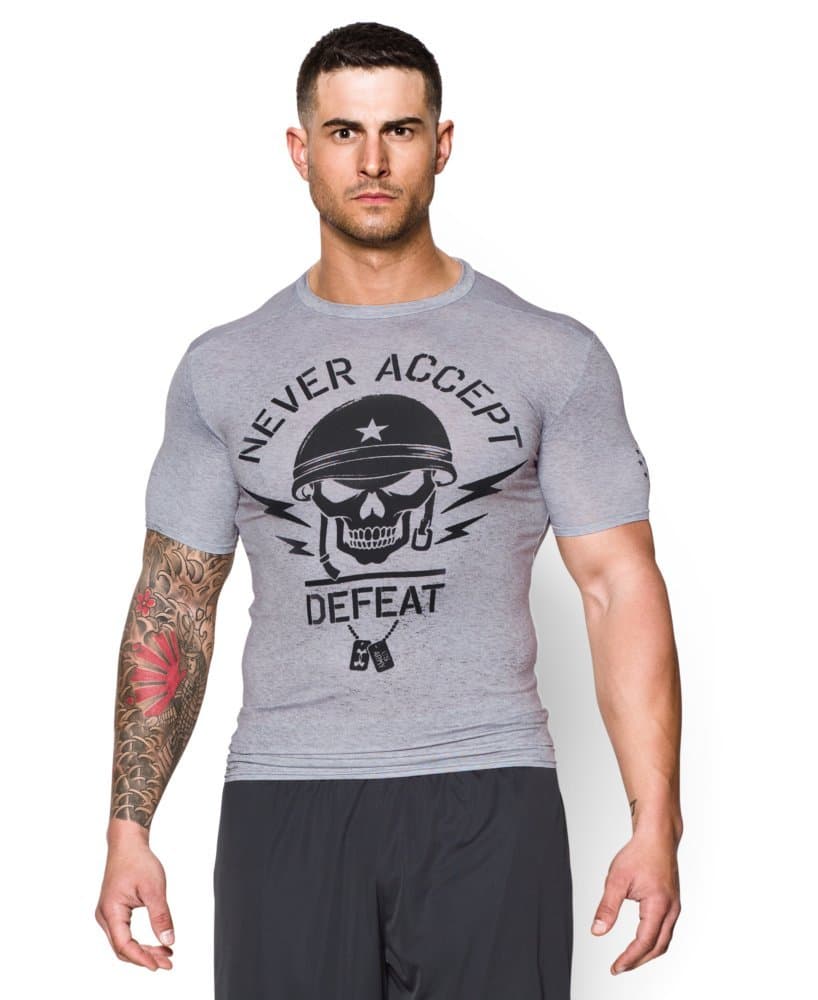 Under Armour Mens UA Freedom Army Compression Shirt Large True Gray Heather