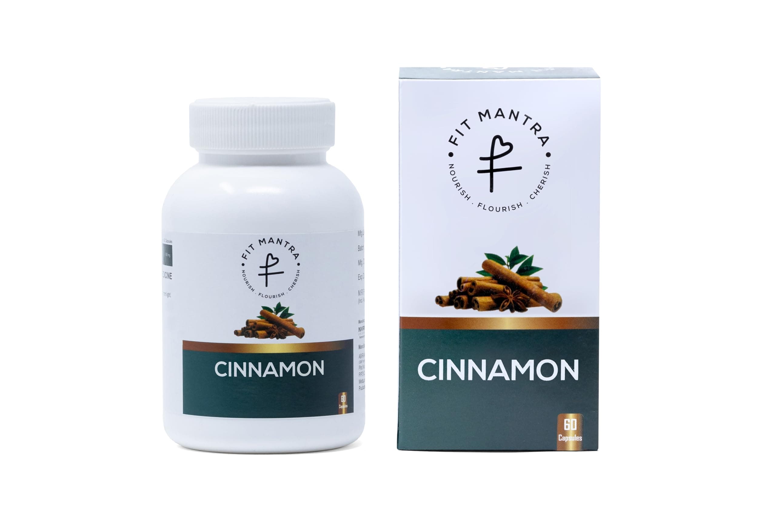 FIT MANTRA Cinnamon Capsules for Anti-Oxidants with Natural Extracts, 60 Capsules 500 Mg | Health Supplements, Metabolism Booster & Blood Sugar Support | Support Energy & Natural Weight Loss & Immunity