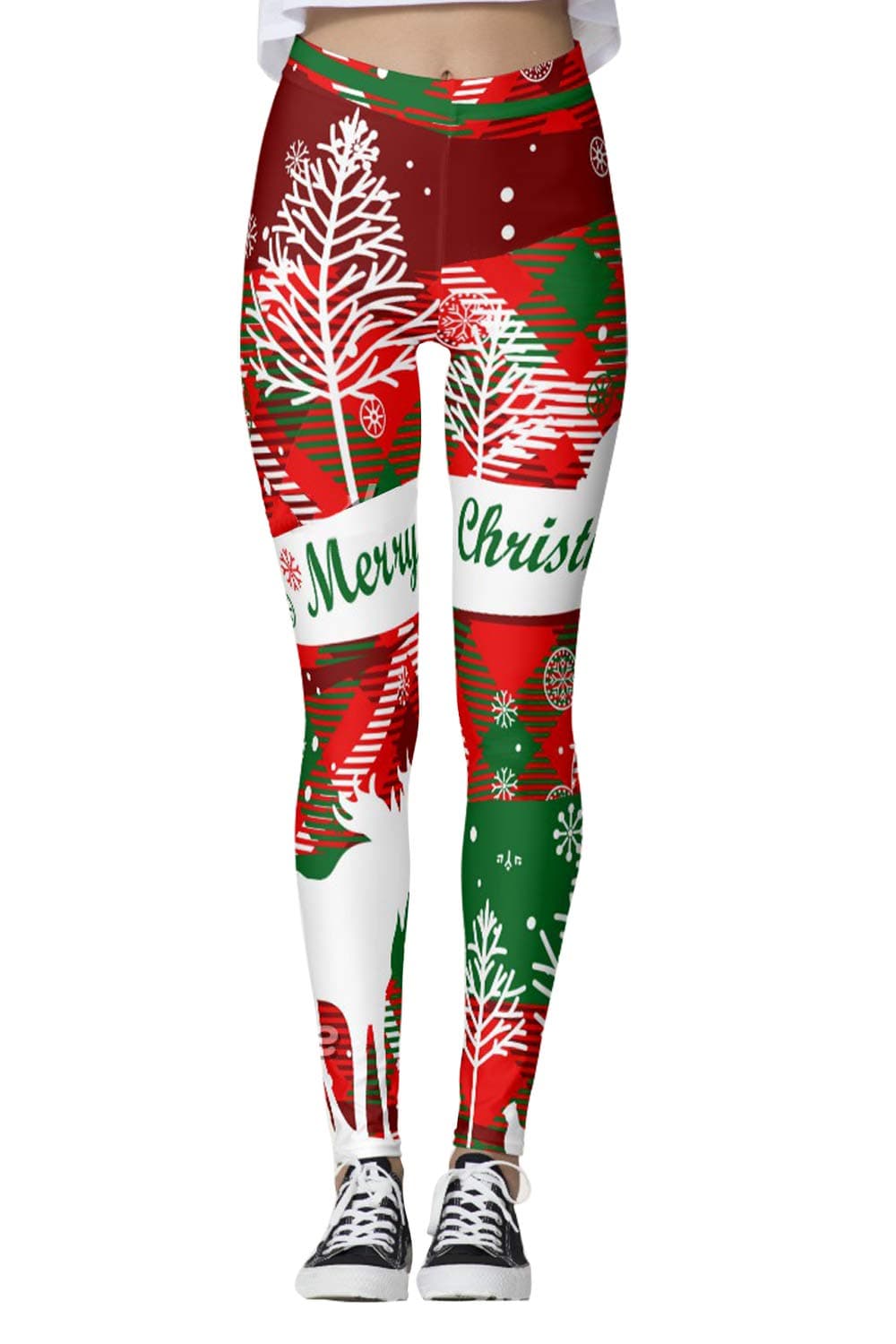 ALBIZIA Women's Satan Cluas Ugly Christmas Xmas Leggings Funny Costume Tights