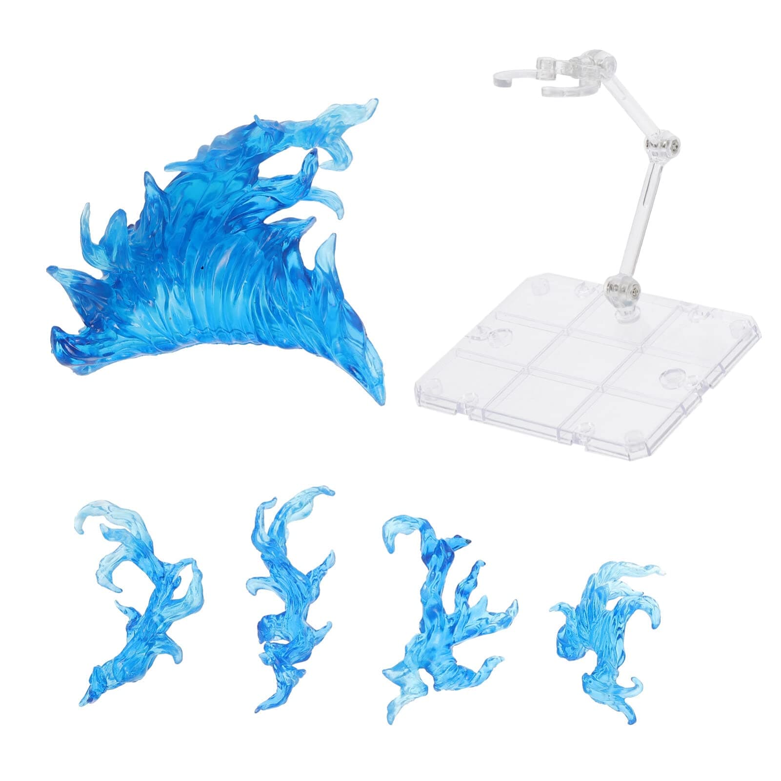 iplusmile Action Figure Stand, Assembly Action Figure Display Holder Base Doll Model Support Stand, Figure Display Fire Effects Compatible with HG RG SD SHF 1/144, Blue