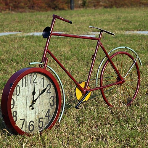 CHUNPIN Vintage Bicycle wall clock American country style soft home items , red