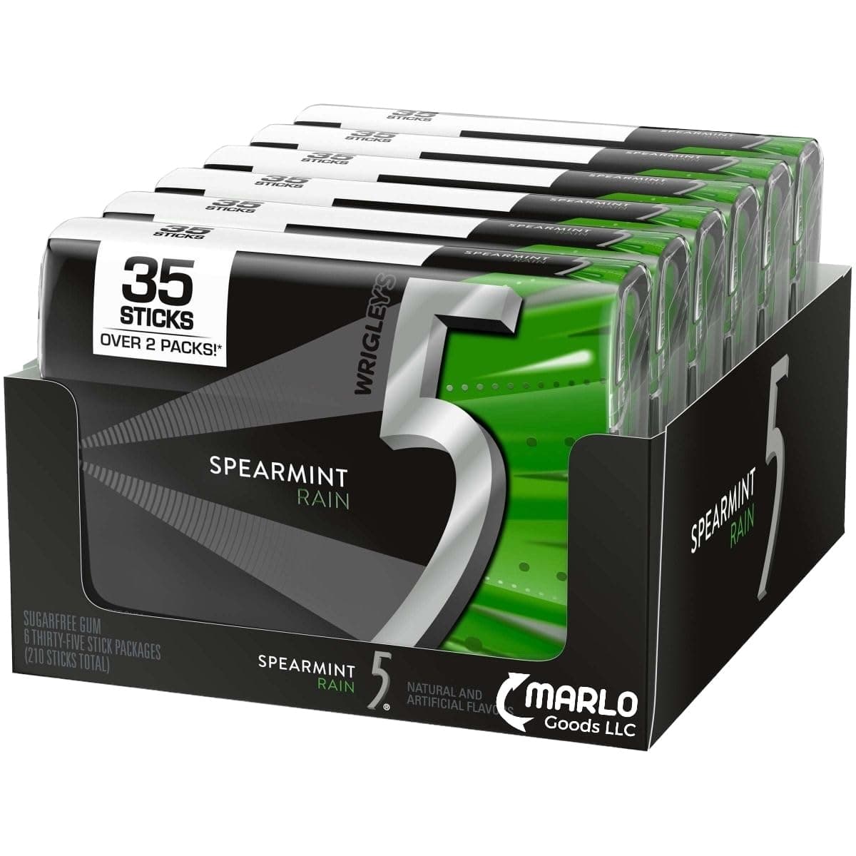 GenericWrigleys 5 Gum Rain Spearmint (35 Ct., 6 Pks.) Wholesale, Cheap, Discount, Bulk (1 - Pack of 6 individual packs), Green