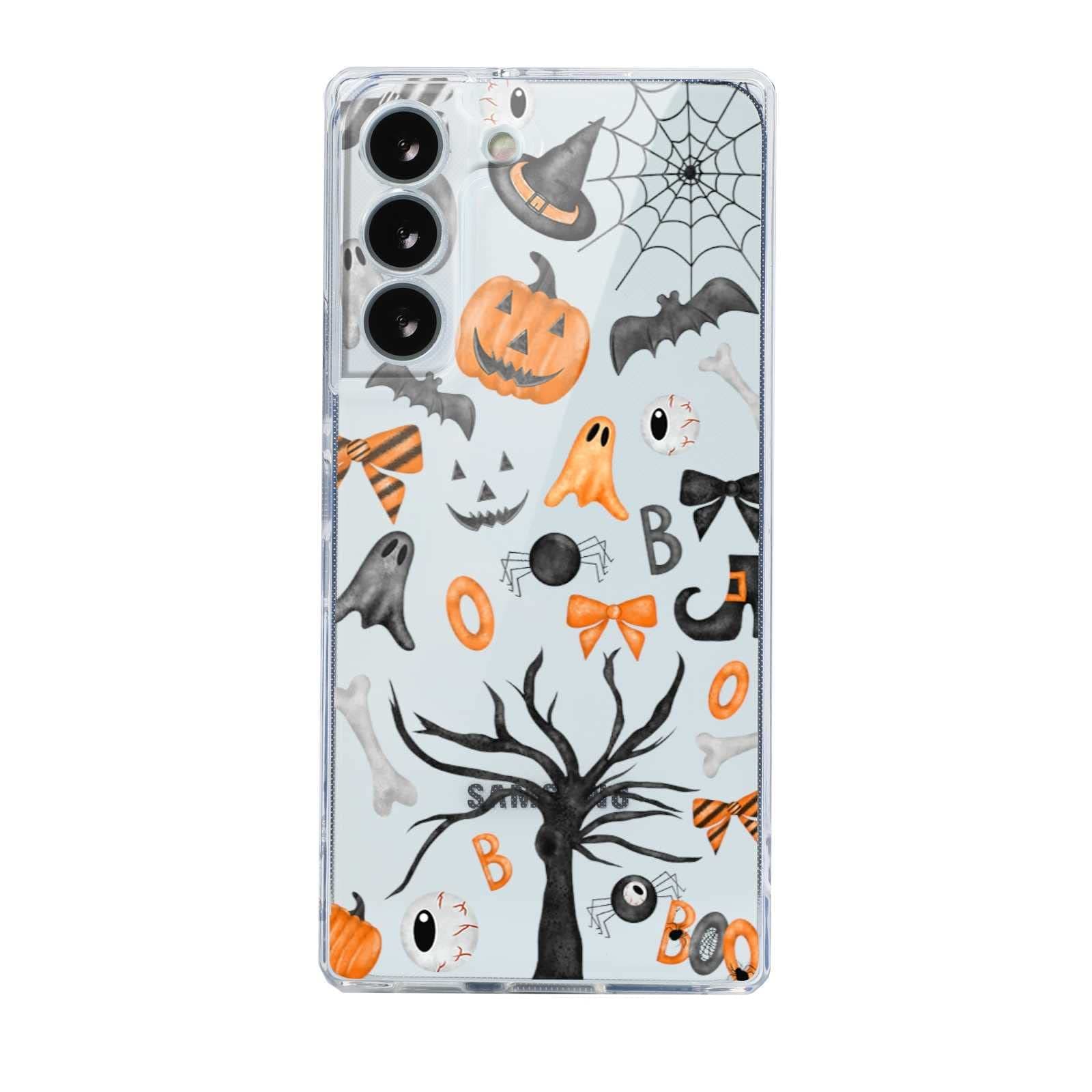WUKUISHOU Compatible with Samsung Galaxy S22 Square Case, Halloween Ghost Pumpkin Witch Eye Pattern Cool Graphic for Samsung Case Boys Girls Men, Soft TPU Trendy Case for Samsung Galaxy S22