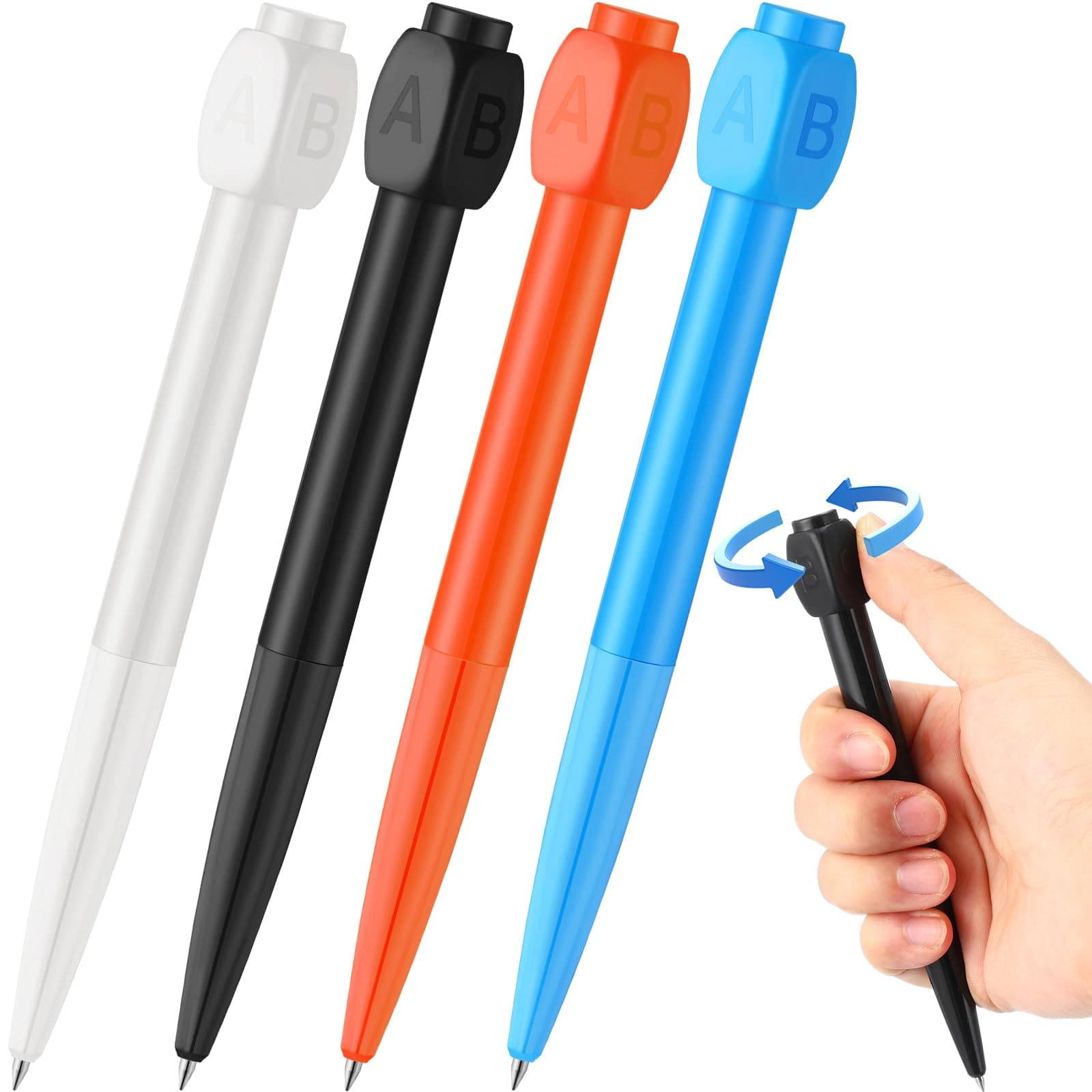 4 Pcs Fidget Spinner Pens Decision Maker Ballpoint Pens with Rotation Cap Relief Stress Anxiety Back to School for Student Office School Gift Supplies