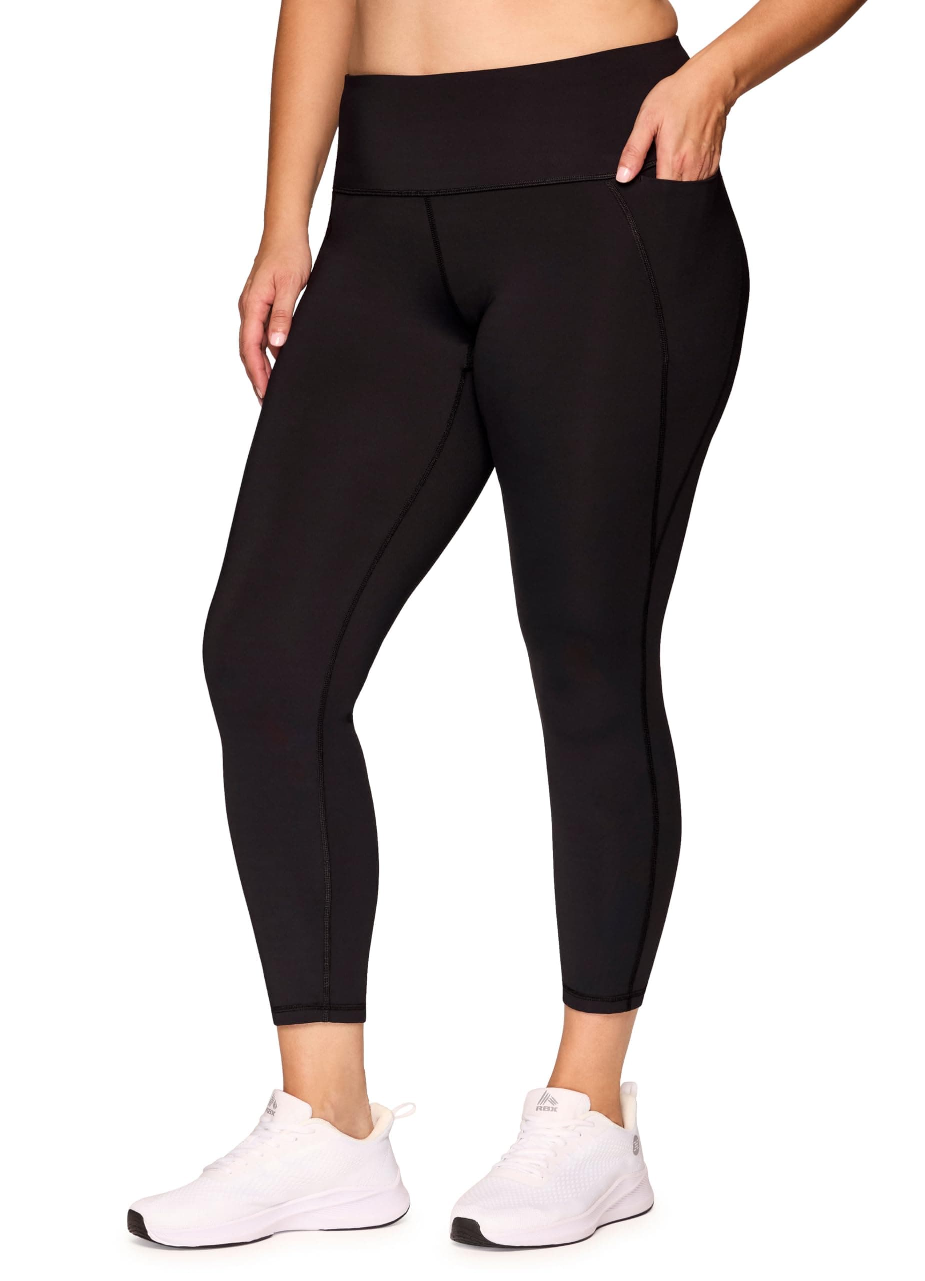 RBX Active Plus Size 7/8 Leggings for Women, Ankle Length Gym Tights Squat Proof Workout Running Yoga Legging with Pockets