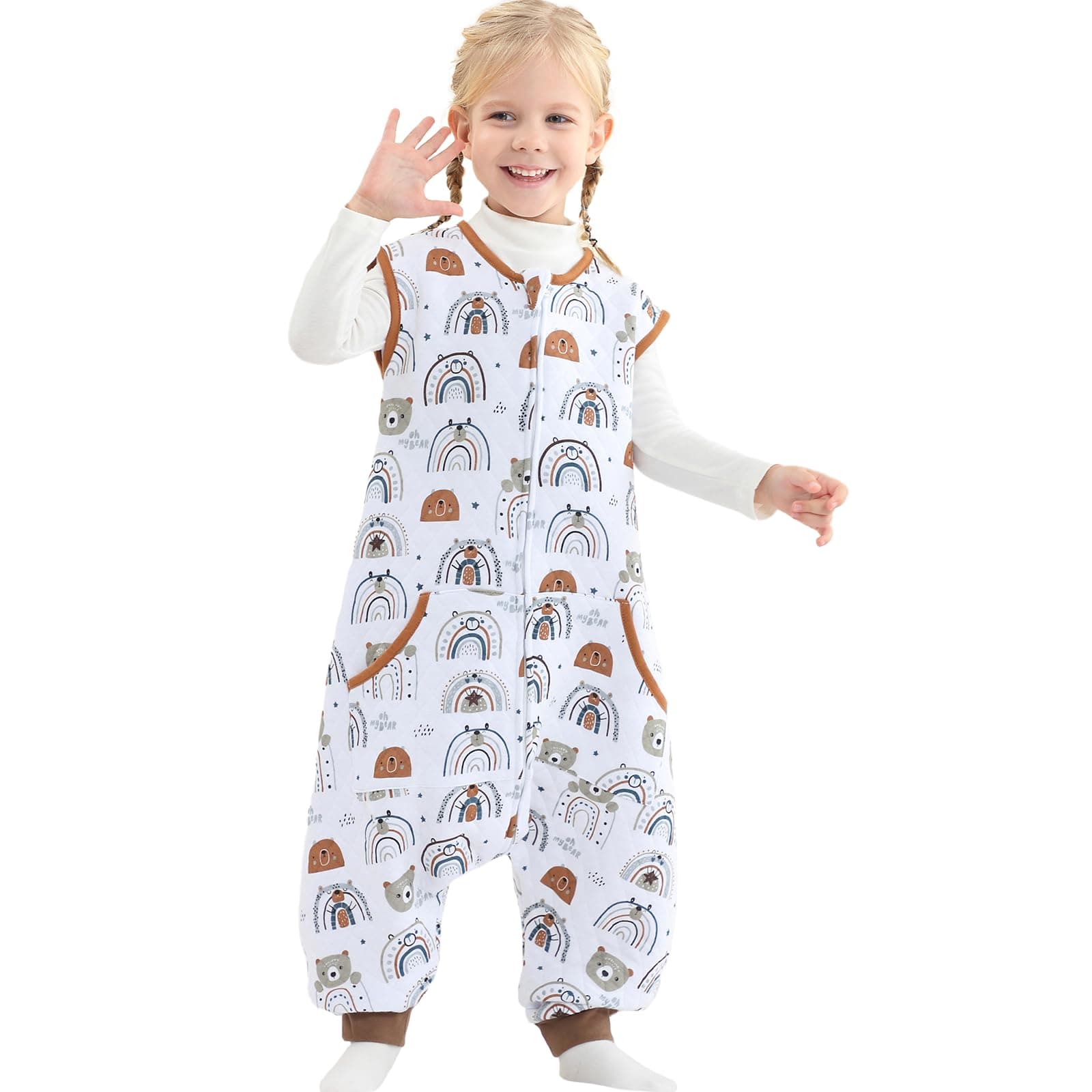 WONDAY Toddler Sleep Sack with Feet, 1.0 Tog Lightweight Sleeping Sacks for Walking with Legs,12 Months 2T