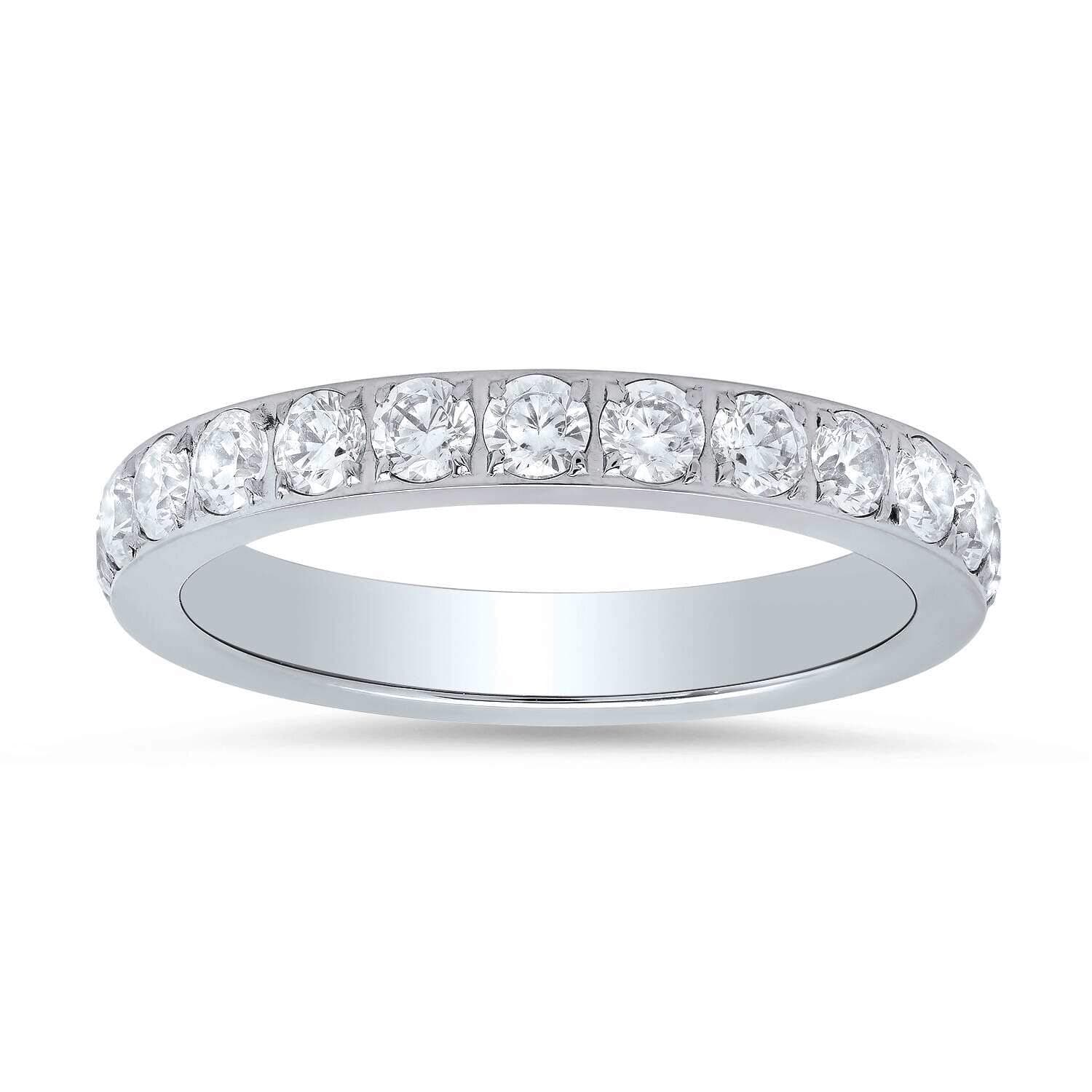 3mm High Polished Titanium Round CZ Cubic Zirconia Eternity Wedding Band