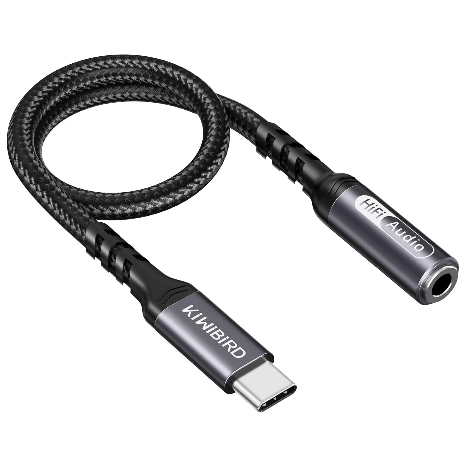 KiwiBird USB-C Type C Digital to 3.5mm Headphone Earphone Mini Audio Aux Jack Adapter with DAC Chipset Compatible with Smartphone, MacBook, Tablet, Windows PC, TRRS 4-pole