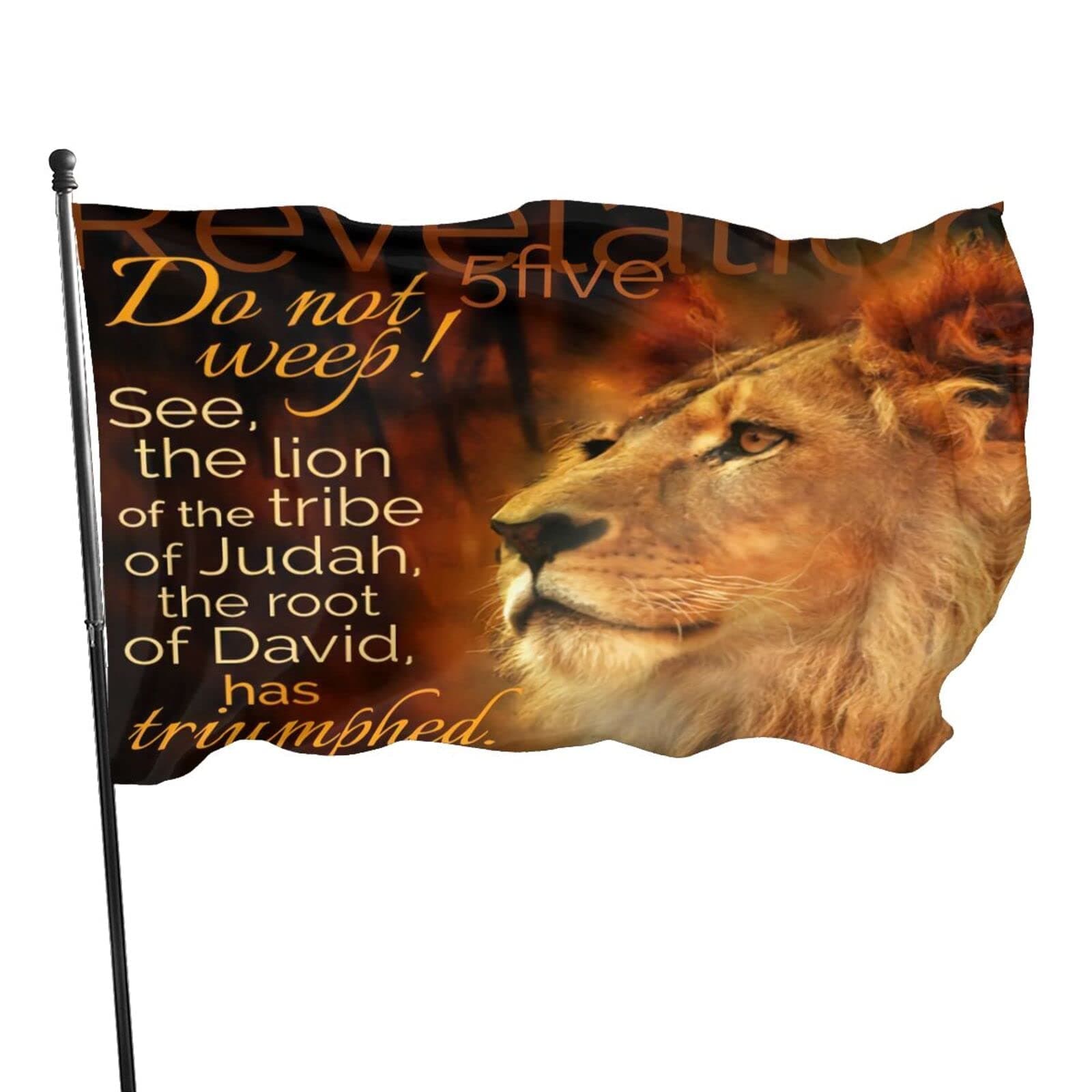 Ali Yee Tribe of Judah Lion 3 x 5 Feet Flag -Uv Fade Resistant Flag for Outdoor House Porch Welcome Holiday Decoration, Garden Flag, One Size, Black