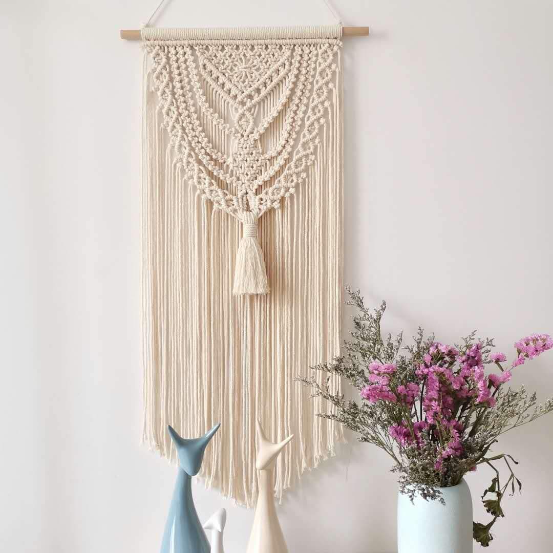 Fashionstorm Macrame Wall Hanging Tapestry Boho Macrame Tapestry Woven Home Decor Wall Pediment