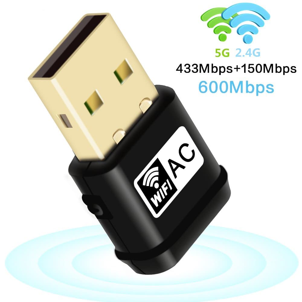 EATPOW Mini Wireless Wifi Dongle 600Mbps Dual Band 2.4G/5G AC802.11 USB Adapter with Soft AP & WPS for Computer,Laptop and Desktop,Support Windows 7/8/10/Linux/MAC OS.