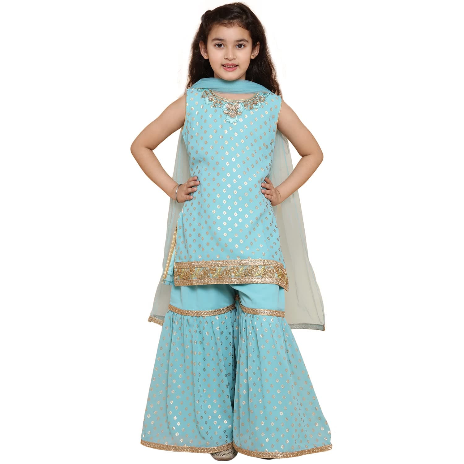 Girls Indian Ethnic Wear Salwar Kameez For Kids|Girls Punjabi Suit|Kids Kurta Sharara Set For Girls|Indian Dress