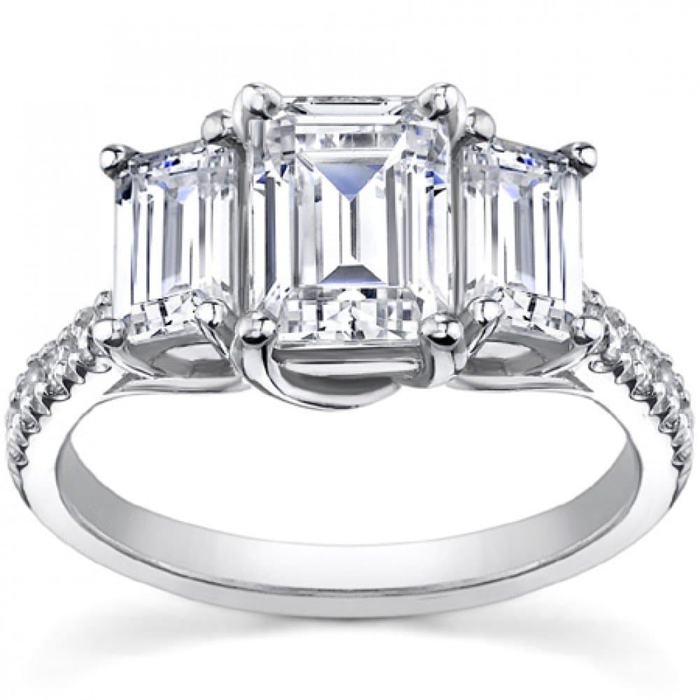 Madina Jewelry 2.10 ct Ladies Emerald Cut Diamond Engagement Ring in Platinum
