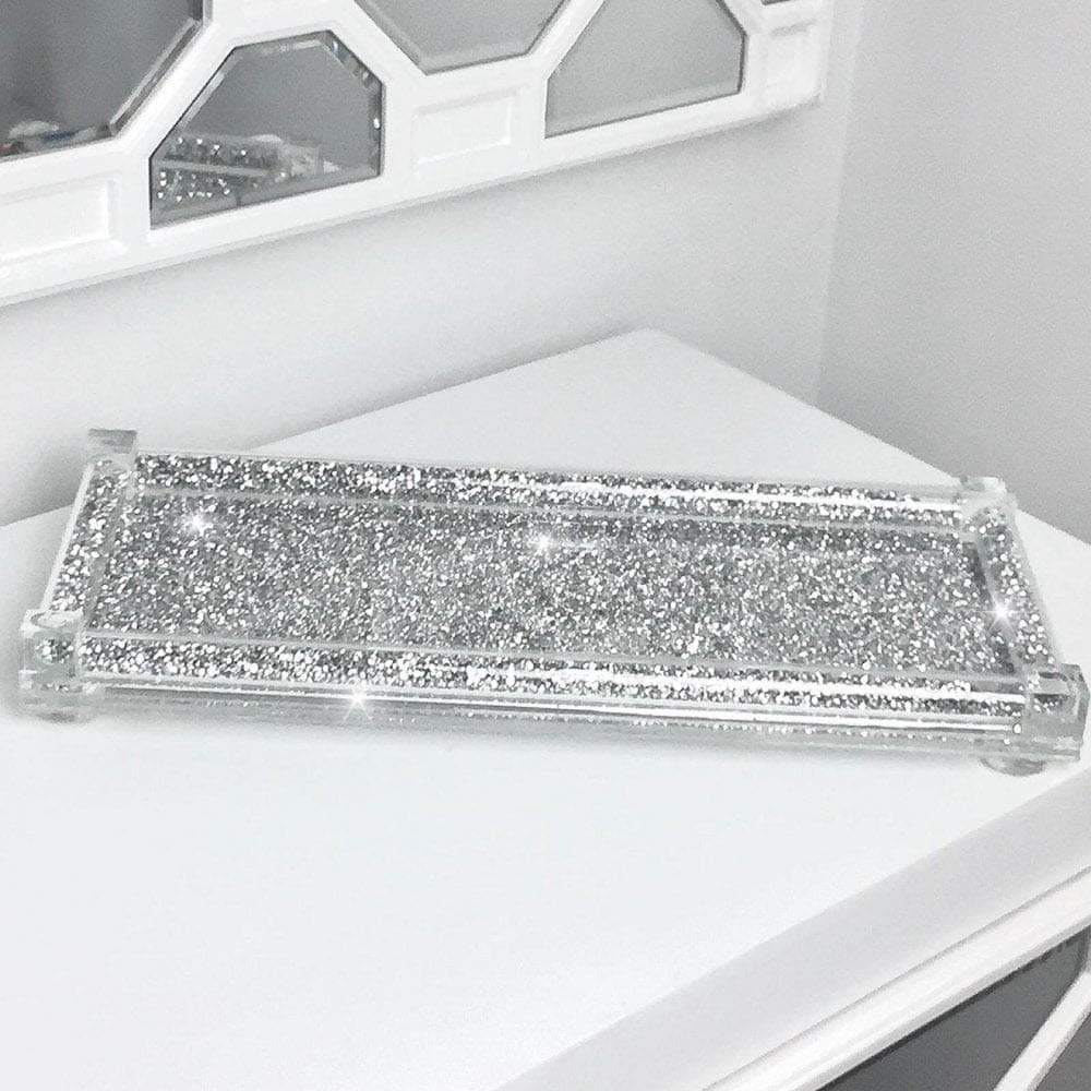 diamond crushed Tray Trimmings Crystal Filled Diamond Kitchen Silver
