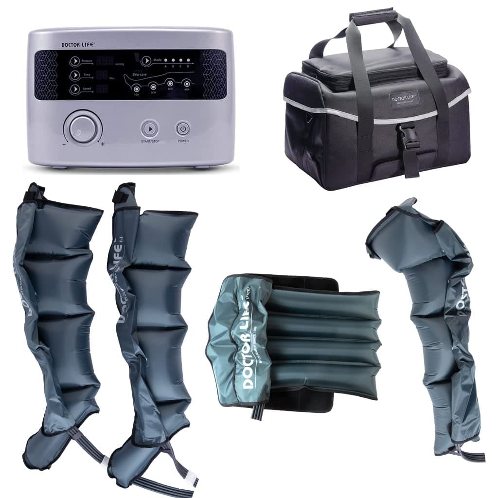 DOCTOR LIFE LX9max Full Body (A) - Sequential Air Compression Recovery System : Device + Legs (2XL) + Arm + Waist + Bag (FSA-HSA Approved)