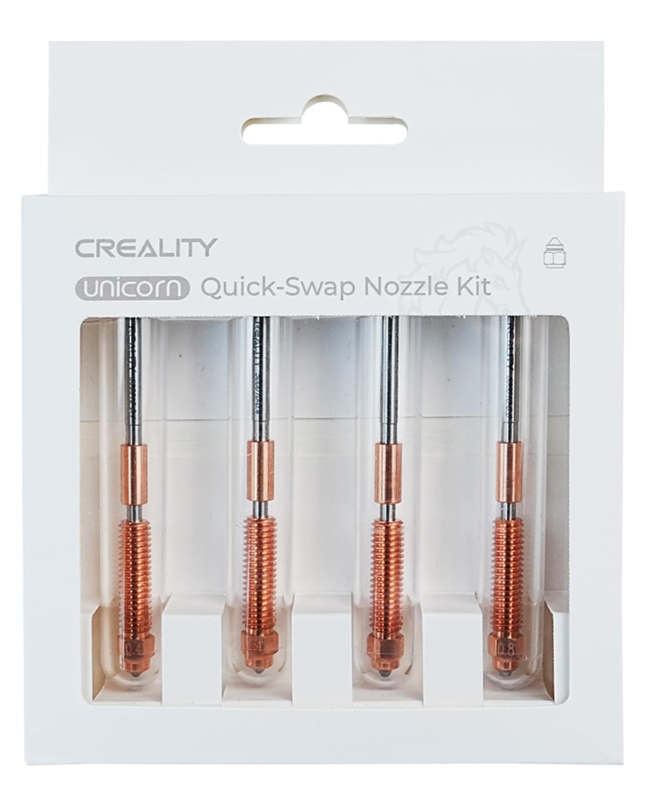 Creality Official K1C Nozzles 4 PCS, Unicorn Quick-Swap Nozzle Kit,High Speed Tri-Metal Steel-Tipped Copper and Titanium Alloy Heatbreak Nozzle Kit Suitable for Creality K1C,Ender 3 V3,V3 Plus Models