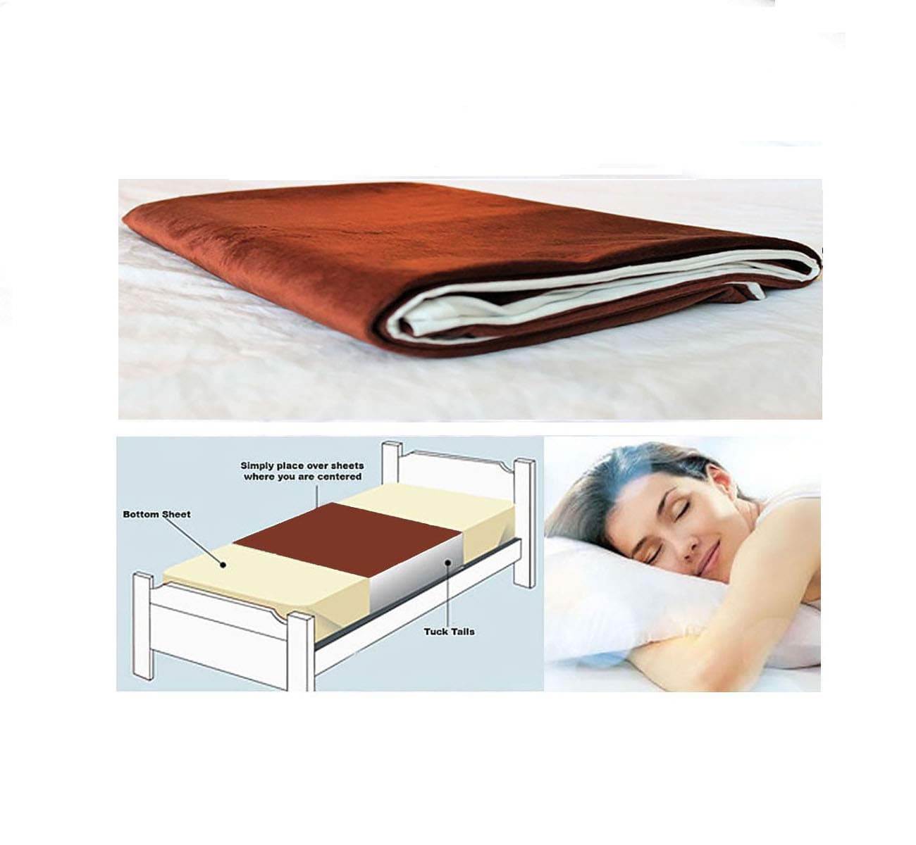 Cycleliners Period Bed Sheets Protector - Waterproof, Leakproof, Reusable, and Washable Menstrual Bed Pad (Twin, Brown)