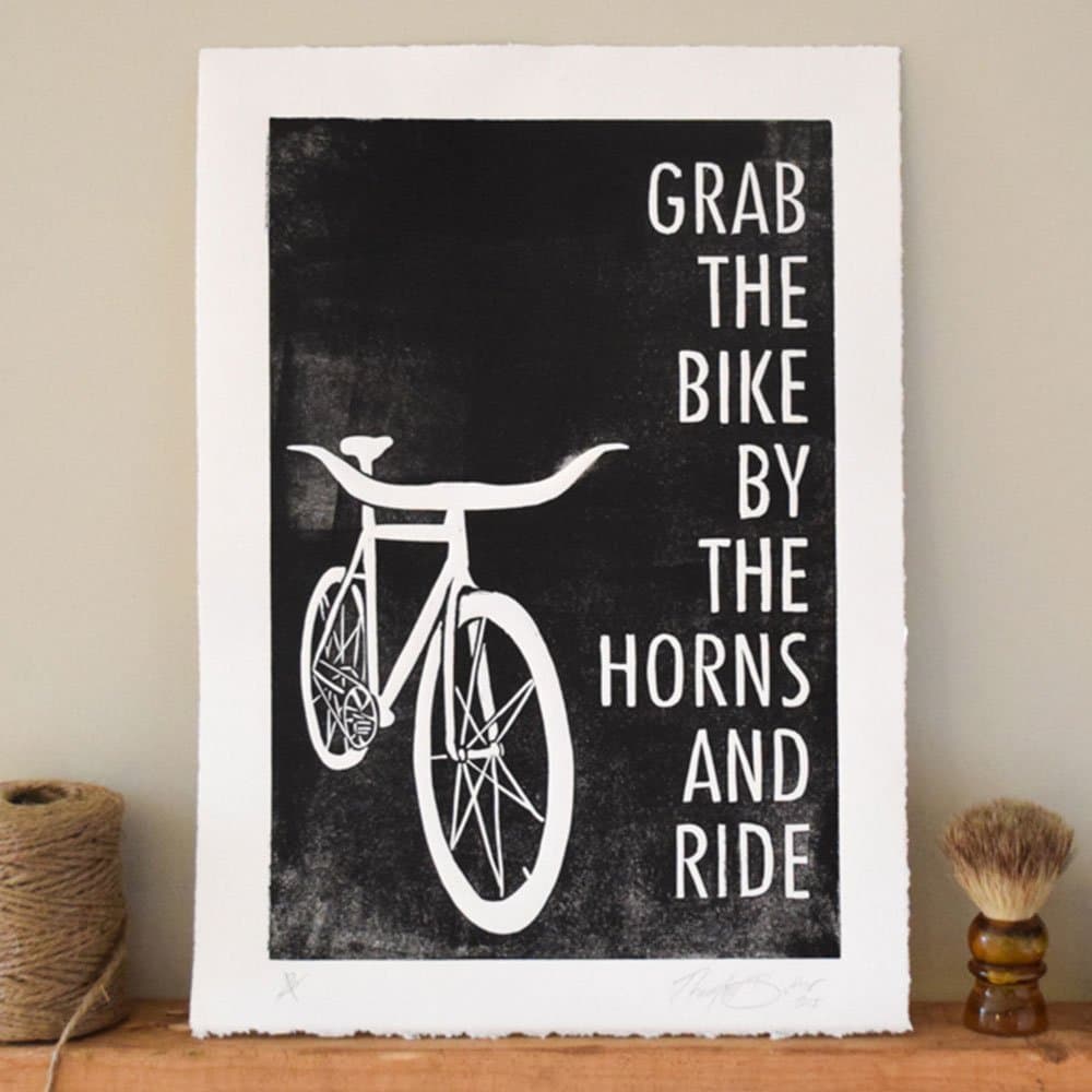 Bike Art Wall Decor Linocut Print