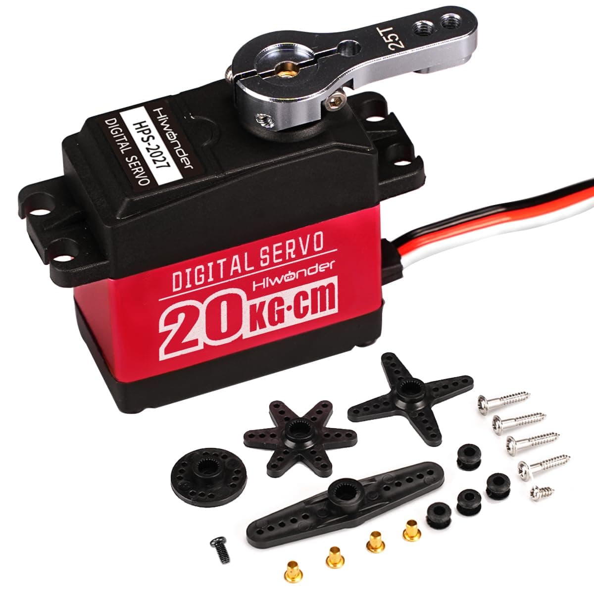 Hiwonder 20KG High Torque Digital Servo Motor Full Metal Gear, Waterproof Servp for RC Mode DIY,Control Angle 270°