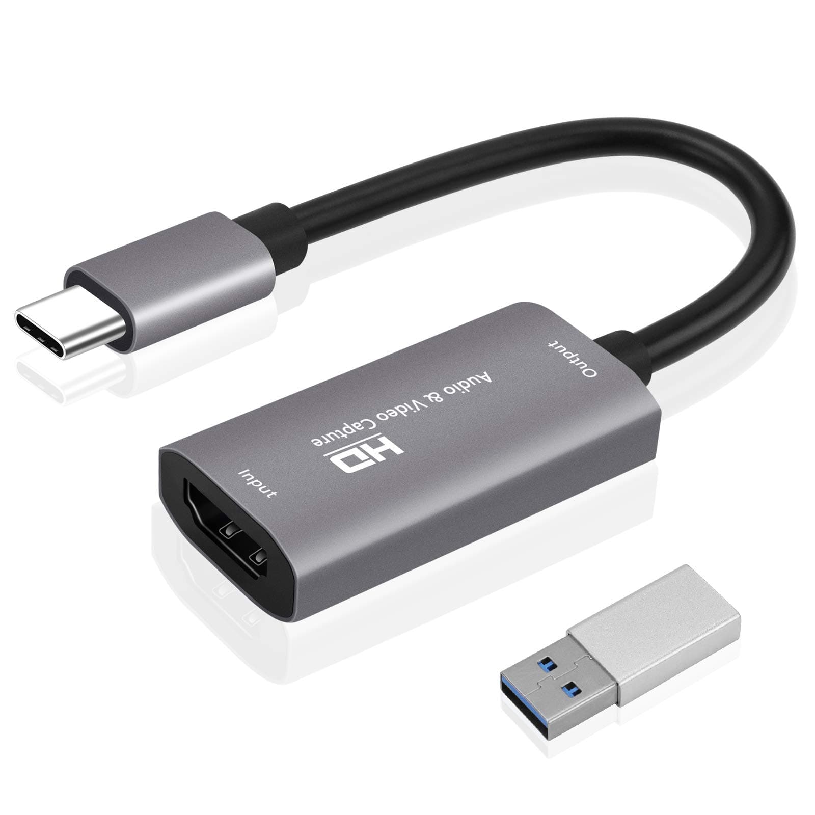 GLUBEE 4k Video Capture Card, Audio Capture Card for Game Capture, HDMI to USB C Capture Card for Mac OS Teaching Recording, Game Capture Card with USB C Adapter to Adjust PS4, Switch, Xbox, Game Live