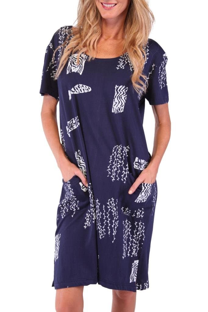 INGEAR Maternity Beach Short Tee Dress Navy-XLarge