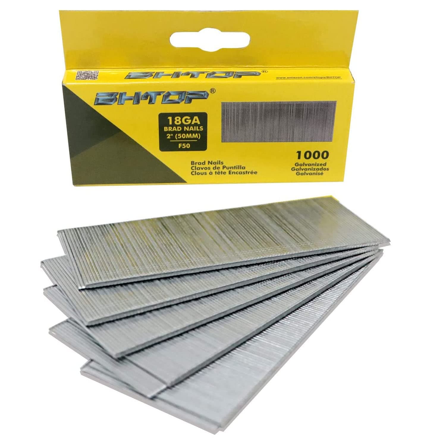 - BHTOP F50 2" 18 Guage Galvanized brad Nails (1000-Pack)