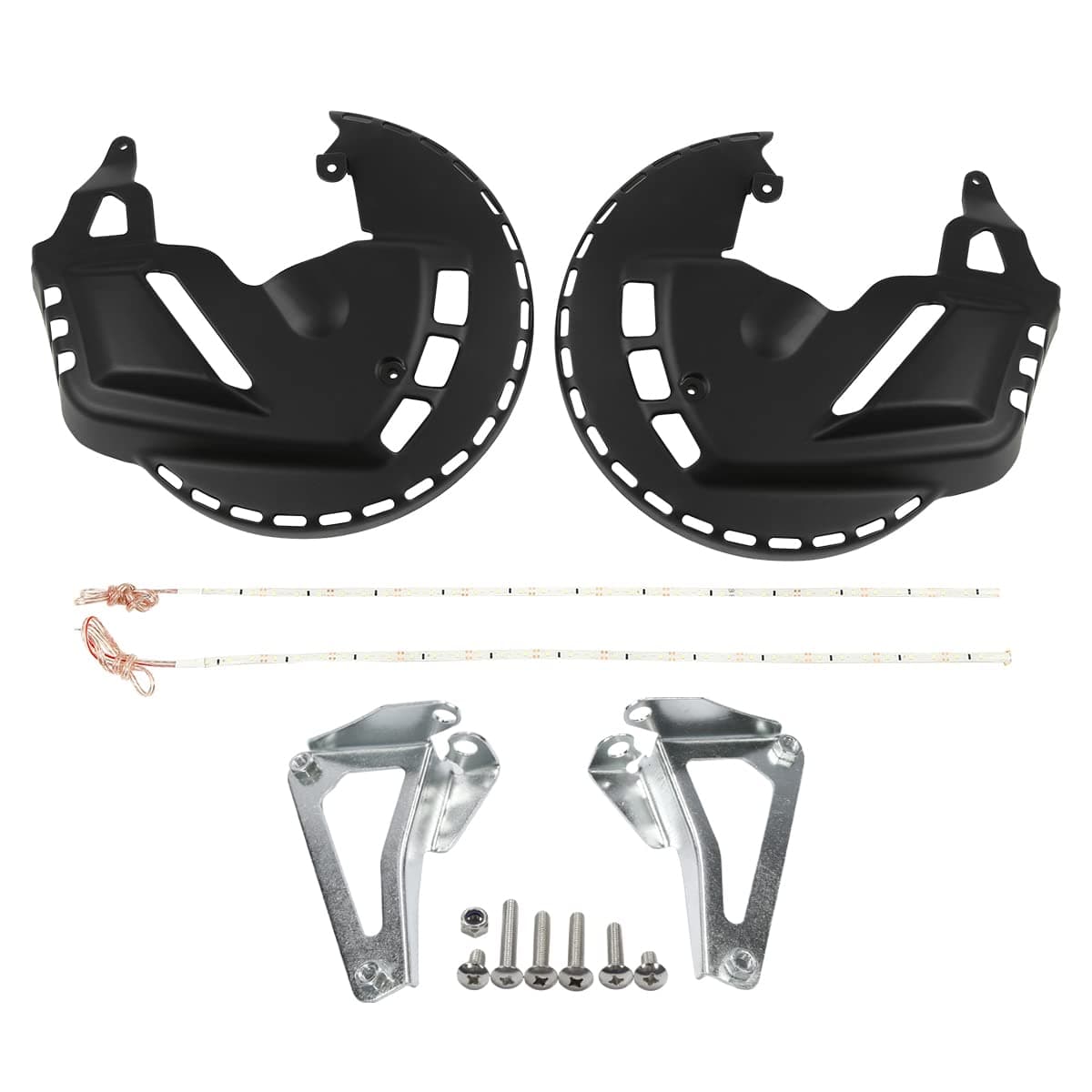 XFMT Motorcycle Matte Black Front End Brake Rotor Covers W/Blue LED Ring of Fire For Honda Goldwing GL1800 2001-2017 F6B 2013-2017