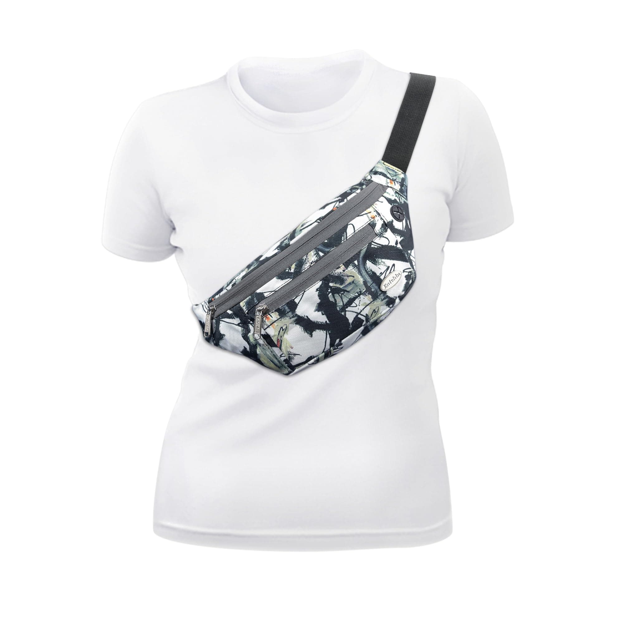 Entchin Fanny Pack for Women Men, Crossbody Bag with 4-Zipper Pockets, Large Capacity & Water Resistant Fashion Bum Bags for Hiking Running Travel Cycling