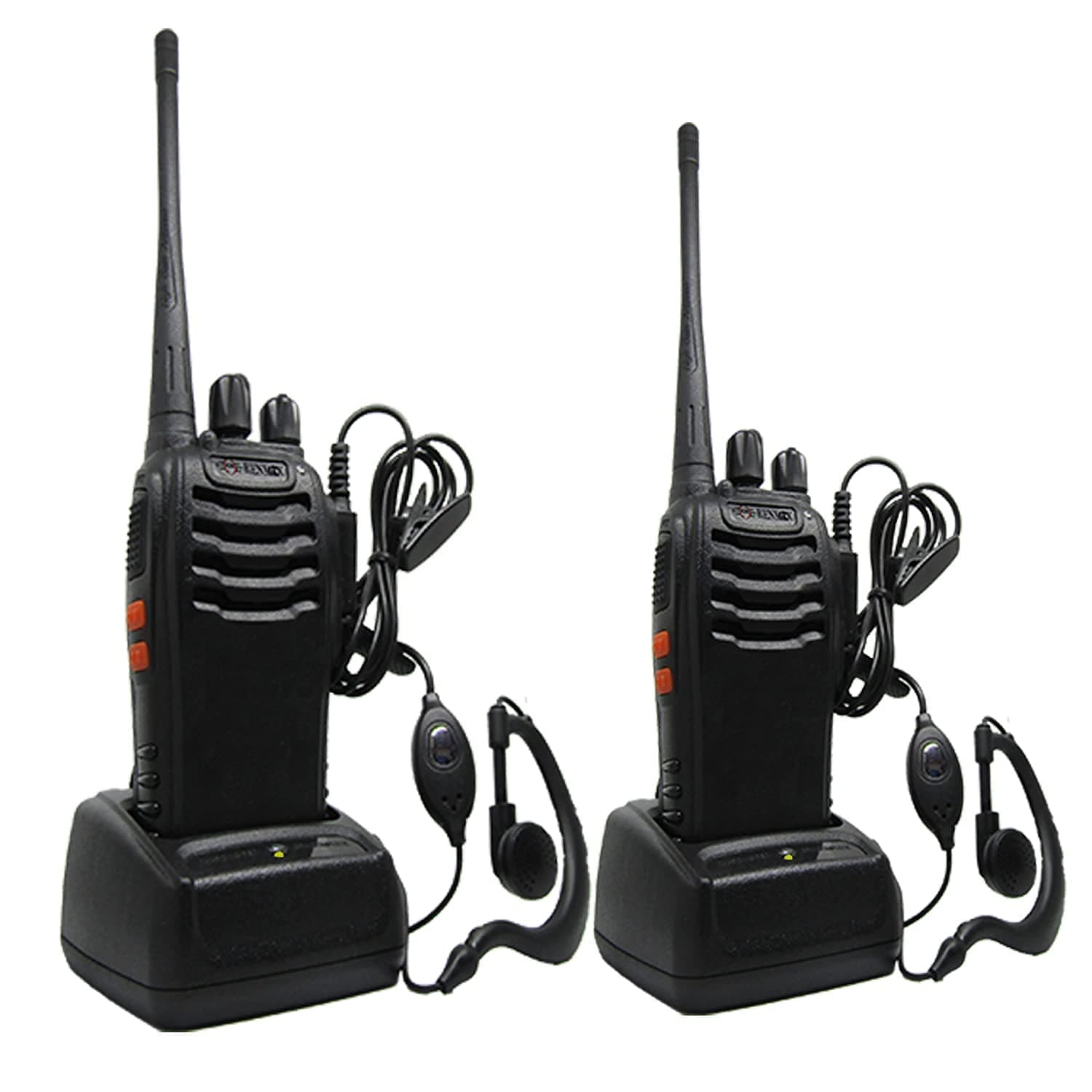 RENMAX UHF Rechargeable CTCSS/DCS Amateur Radio 16Ch Long Range Walkie Talkie with Earpiece Black- 2Pack