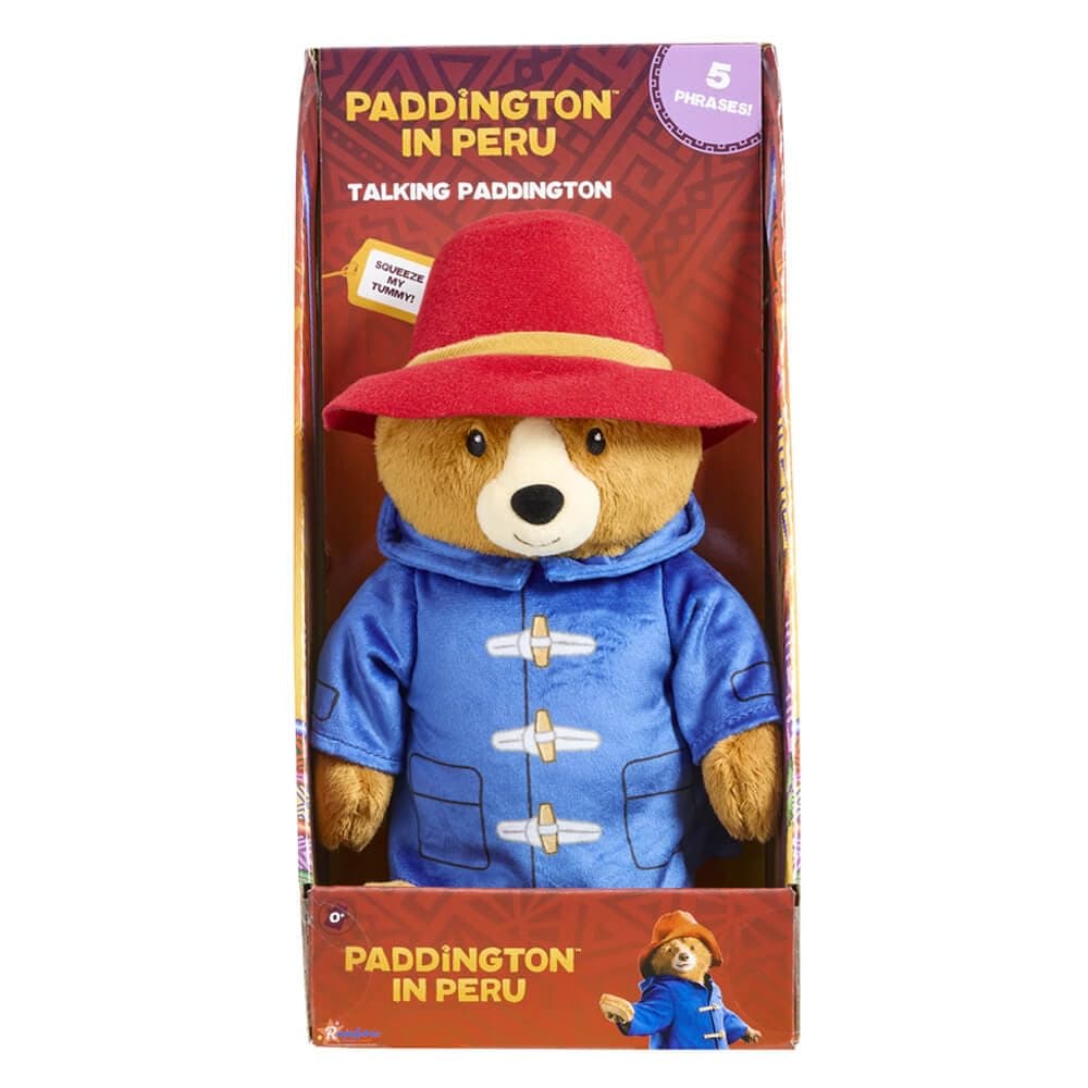 Paddington Bear Movie Talking Teddy Bear - Paddington Bear talking toy with 5 Phrases, Red Hat & Blue Duffle Coat - Cuddly Companion for Playtime Adventures