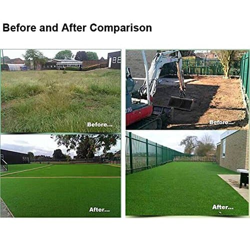 Deluxe Realistic Artificial Grass Turf 9FTX33FT, 70 oz Face Weight/Drainage Holes/Rubber Backing, Indoor Outdoor Pet Faux Synthetic Grass Astro Rug Carpet for Garden Backyard Patio Balcony