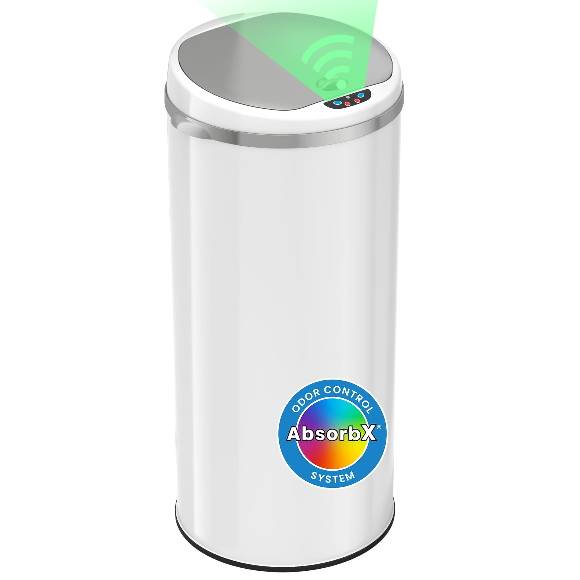 Itouchless 13 Gallon Automatic Trash Can With Odor Control System – White – Round – 49 Liter Kitchen Trash Bin