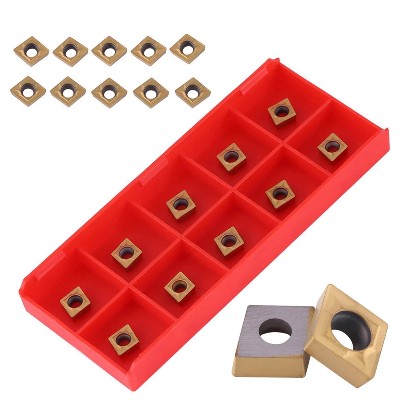 Kadimendium 10pcs CNC Carbide Tips Inserts BladesCutter Lathe Turning Tool Lathe Milling Inserts With Box Cutters for Indexable Lathe Turning Tool Holder