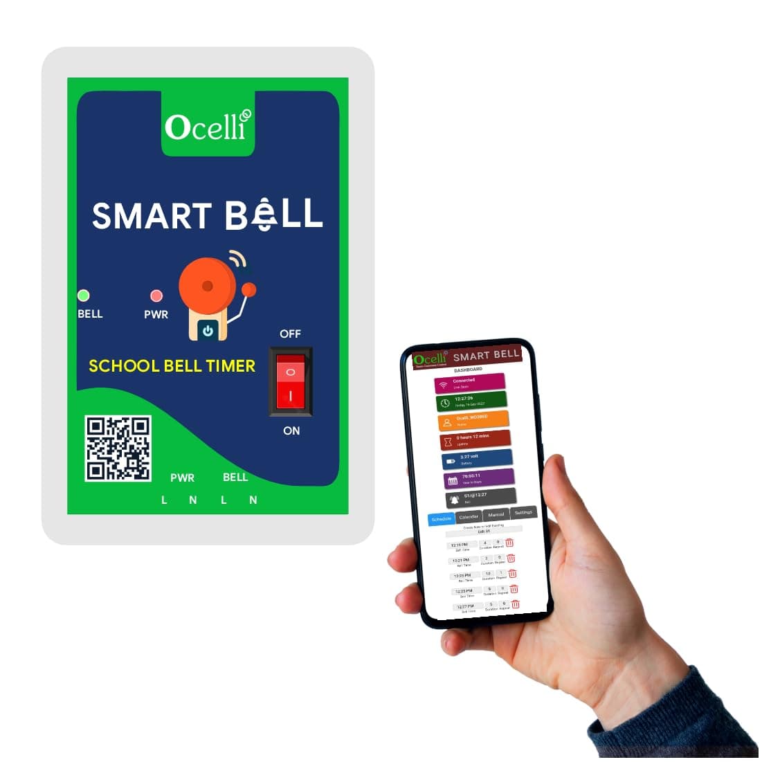 OCELLI School Bell Timer Smart Automatic Bell Management System - 3 Seasons - 20 Sessions/Bells Per Day + Unlimited Holidays. Standard Non-Display Model