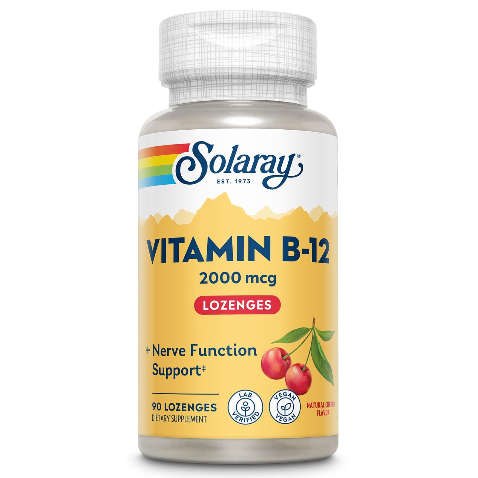 Solaray - Vitamin B12 Sugar Free Natural Cherry Taste 2000 mcg 90 Pastilles