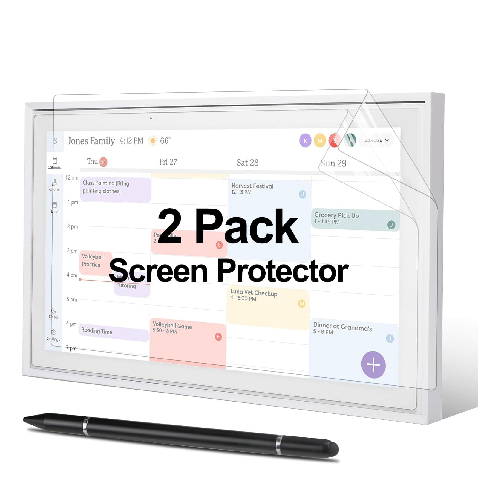 Screen Protector & Stylus Pen Compatible with Skylight Calendar, Must Have Accessory Kit for Skylight Calendar 15 inch Digital, 2 Pack Screen Protector & 3-in-1 Stylus Pen for Skylight Calendar