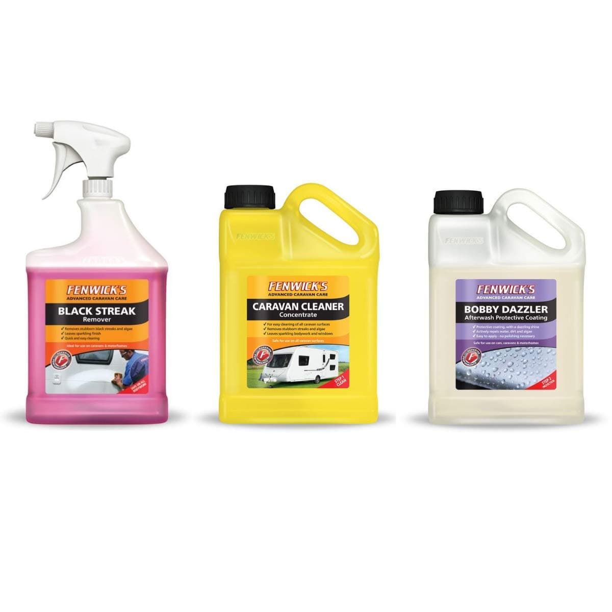 Fenwicks Ultimate Caravan Cleaning Combo - Black Streak remover + Caravan Cleaner + Bobby Dazzler (3 Items)