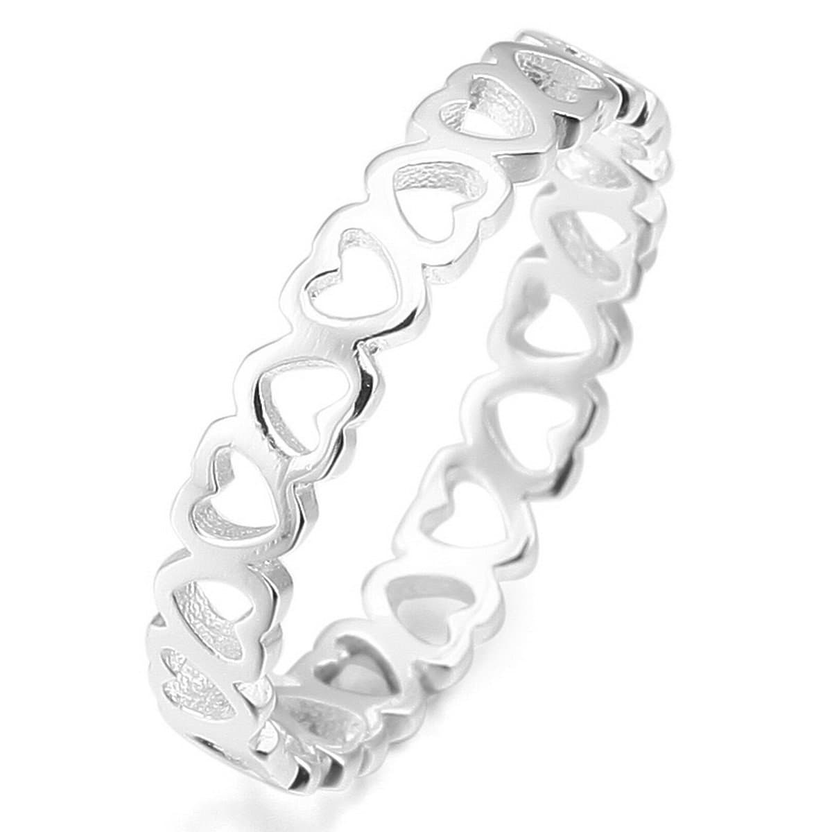 MunkiMix 925 Sterling Silver Ring Silver Tone Heart Wedding Love Women