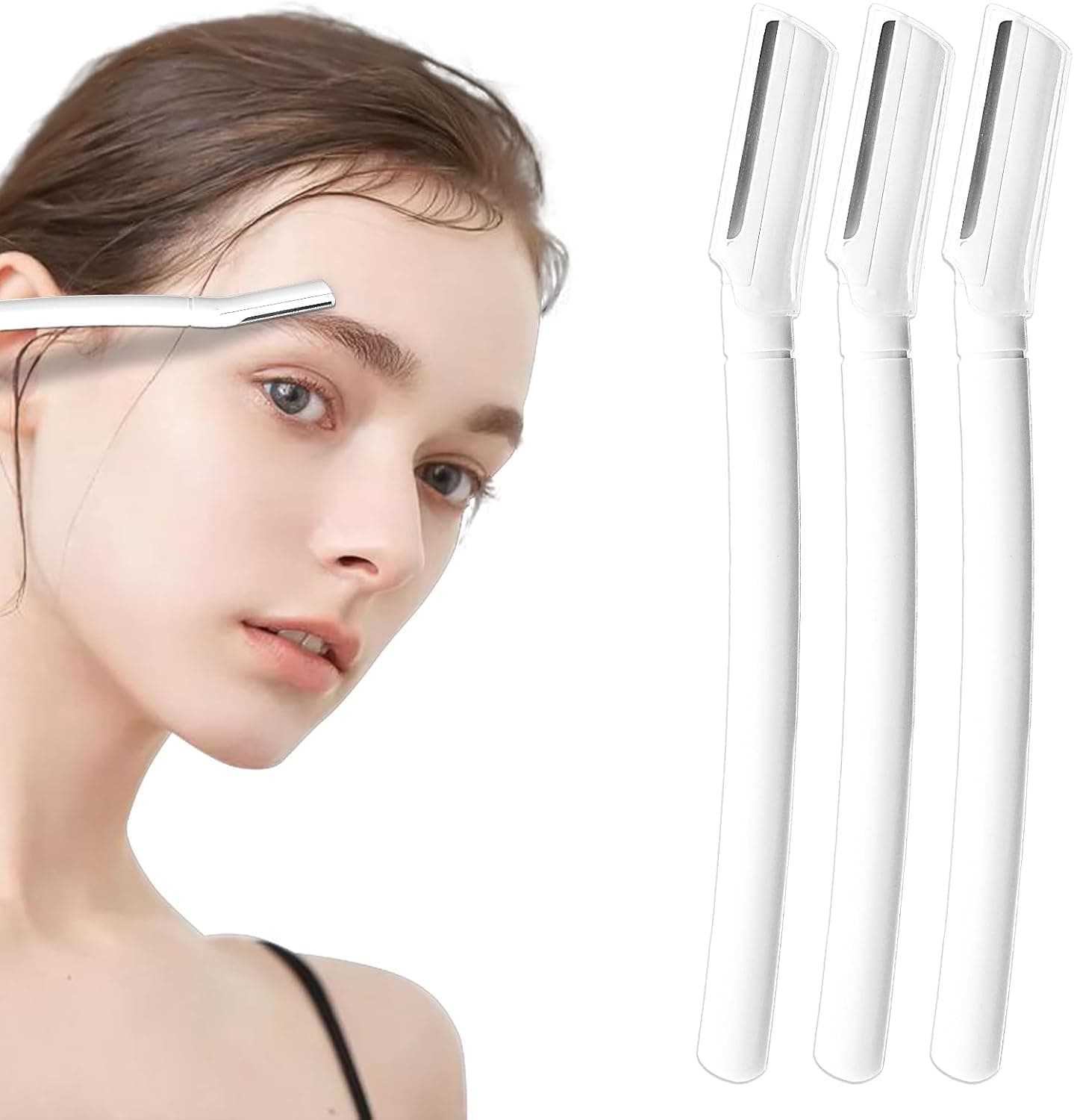 Face Eyebrow Razor Dermaplaning Tool Trimmer Precision Stainless Steel Multipurpose Hair Remover White Peach Fluff Hair Remover for Face