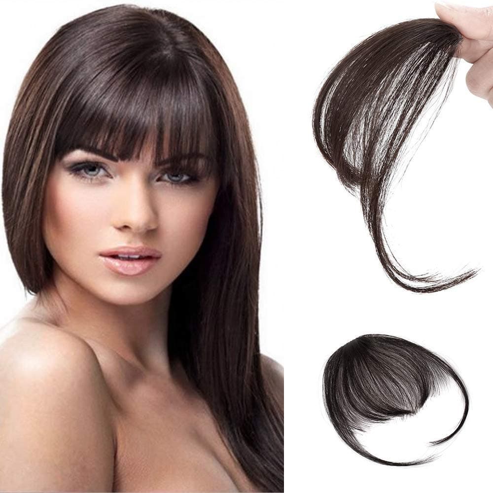 Inrali Clip in Bangs Front Neat Air Fringe One Piece Clip in Fringe Hair Extensions with Temples for Women (Natural Color)